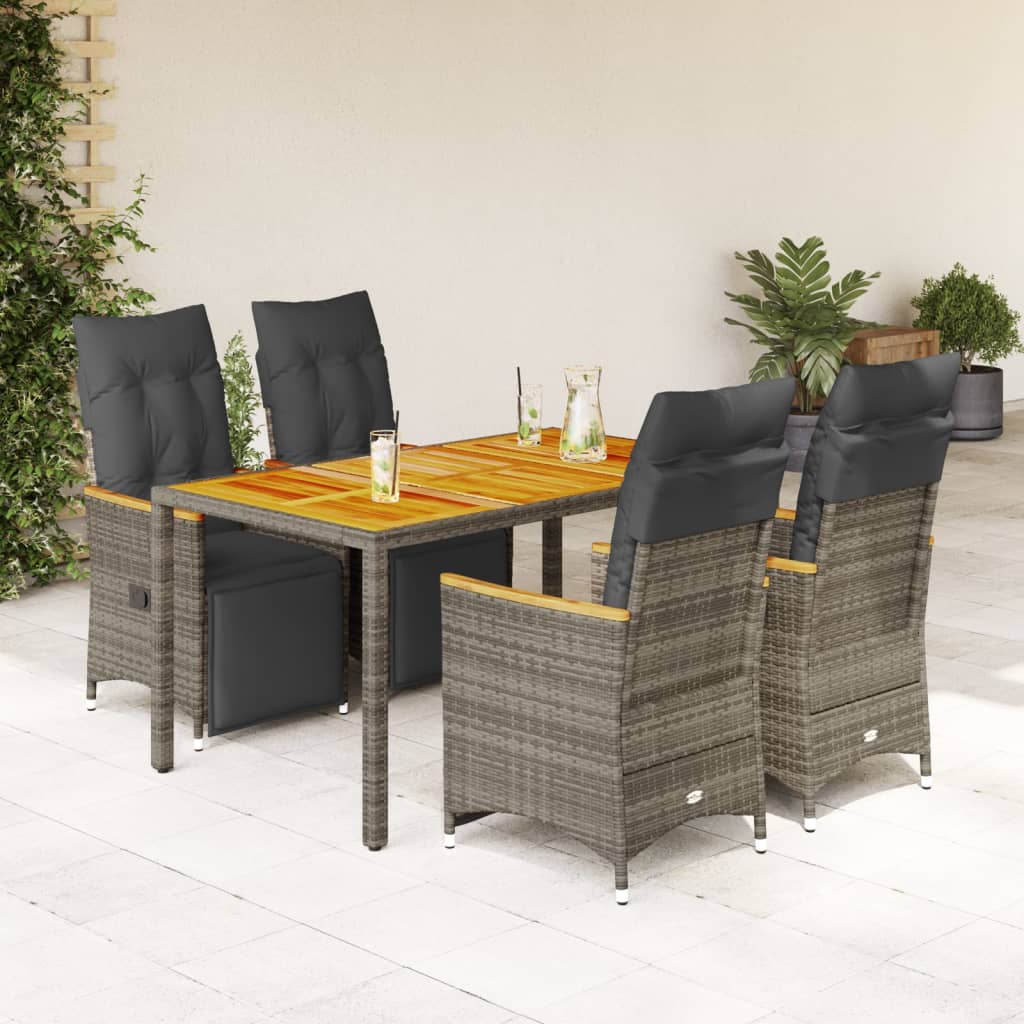 5-Tlg. Garten-Bistro-Set Mit Kissen Poly Rattan