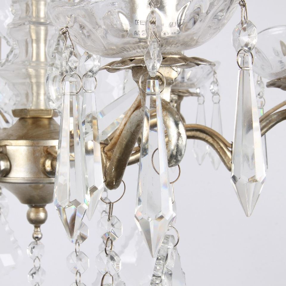 DS chandelier, ceiling light Baroque 55 cm, silver, 6 lamps