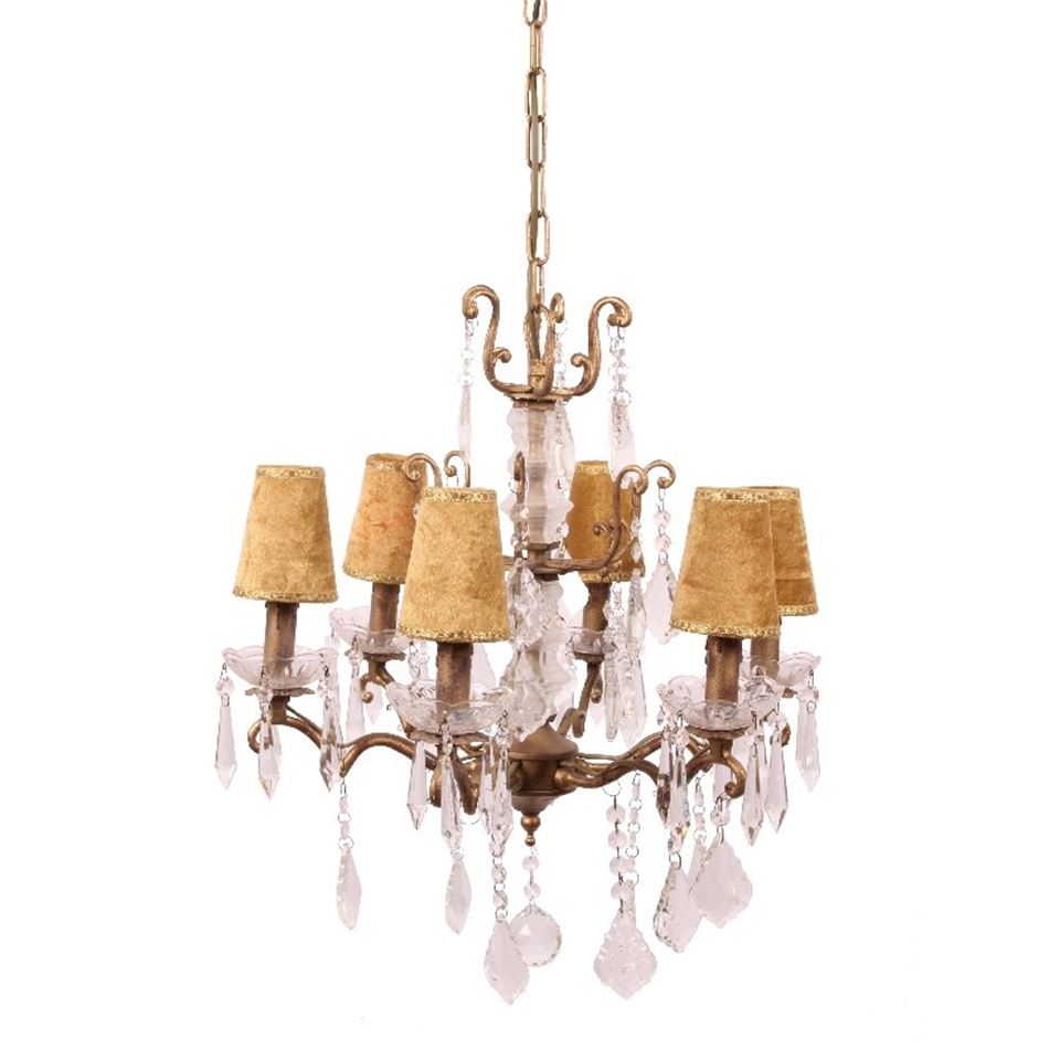 DS chandelier, ceiling light baroque 55 cm, gold, 6 lamps