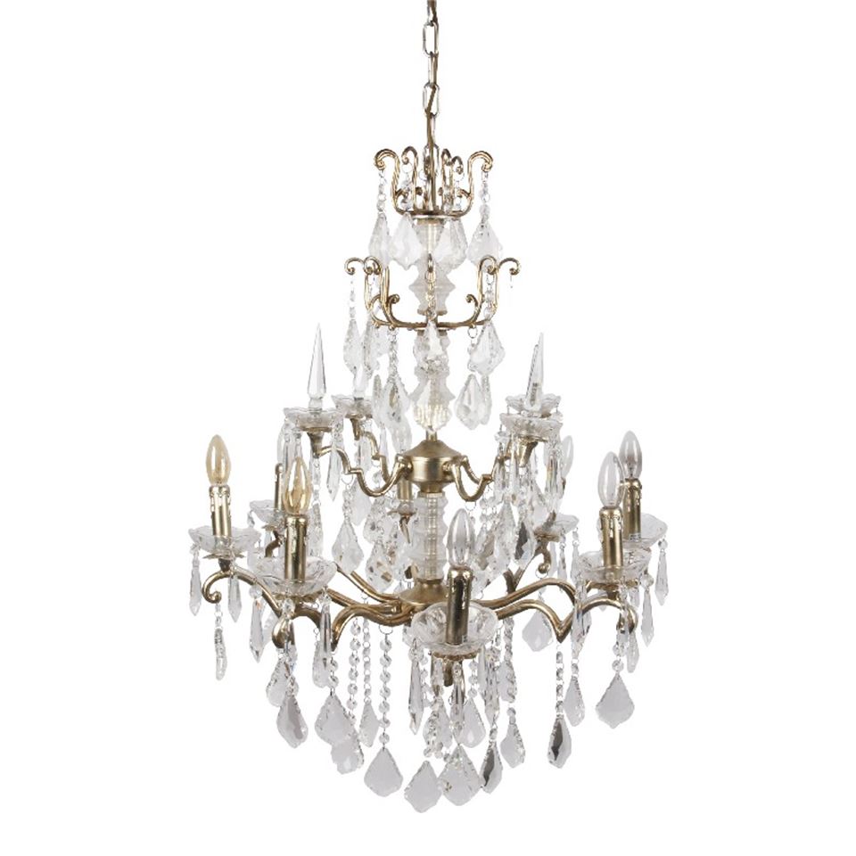 DS chandelier, ceiling light baroque 75 cm, silver, 8 lamps