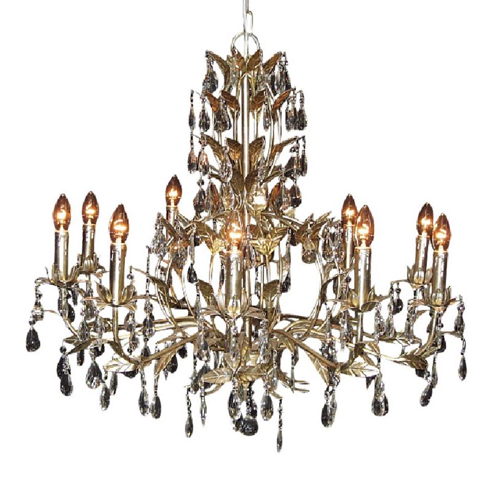 DS chandelier, ceiling light Venice 80 cm, silver, 10 lamps