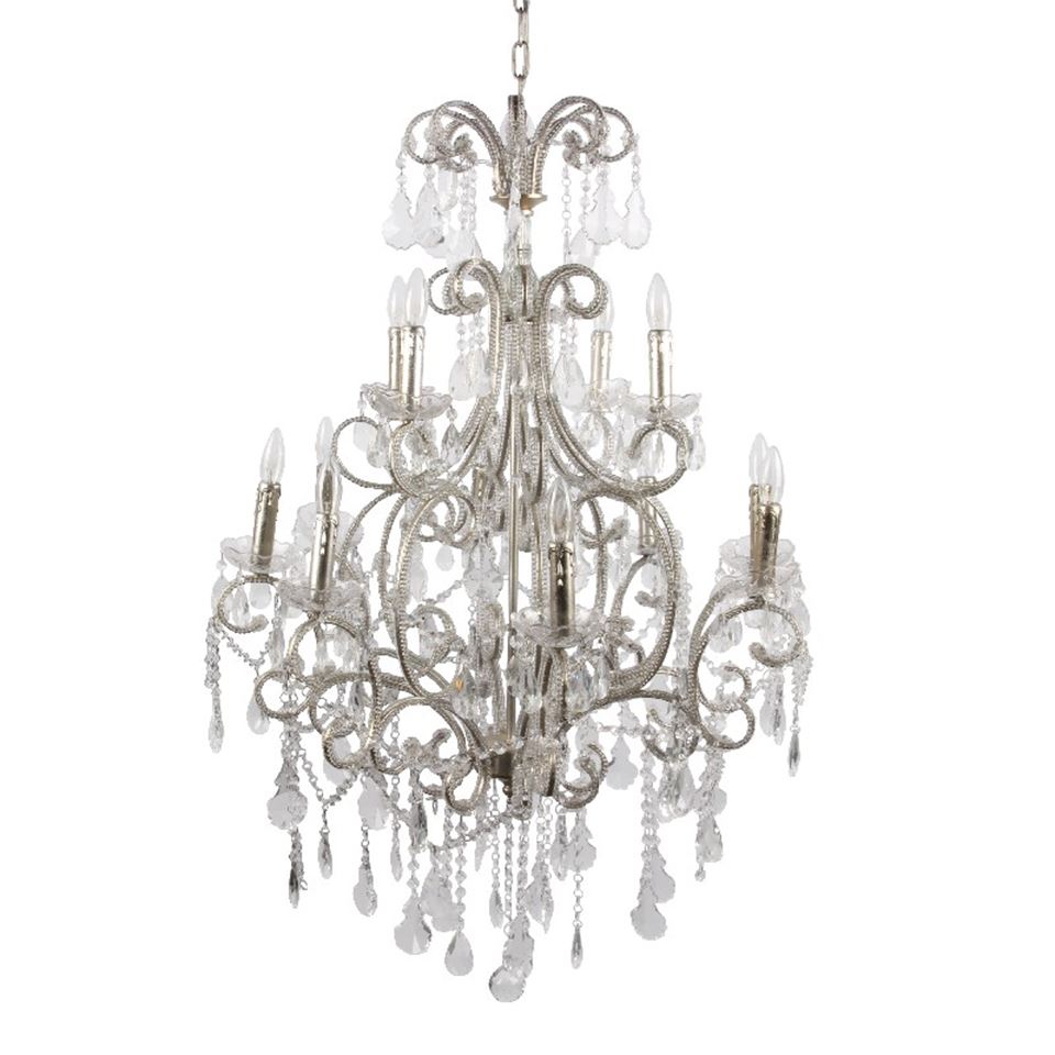 DS Chandelier, ceiling light Versailles 96 cm, silver, 12 lamps