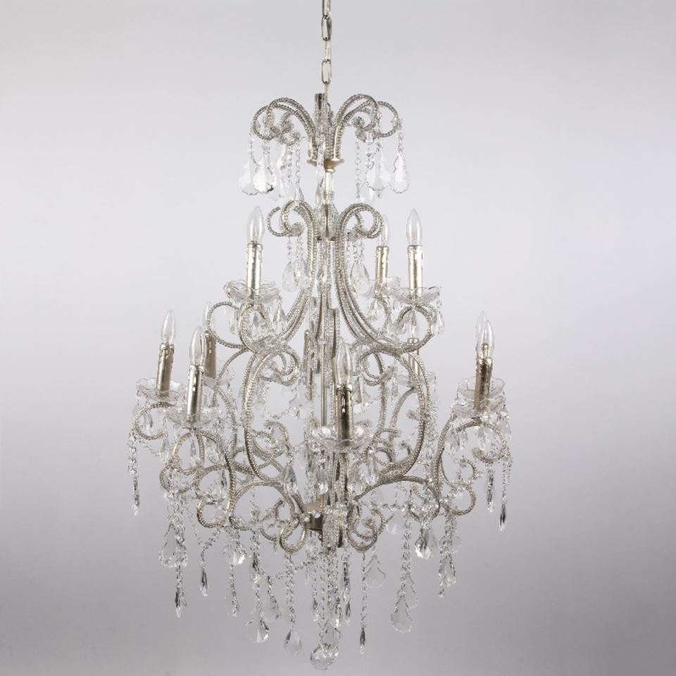 DS Chandelier, ceiling light Versailles 96 cm, silver, 12 lamps