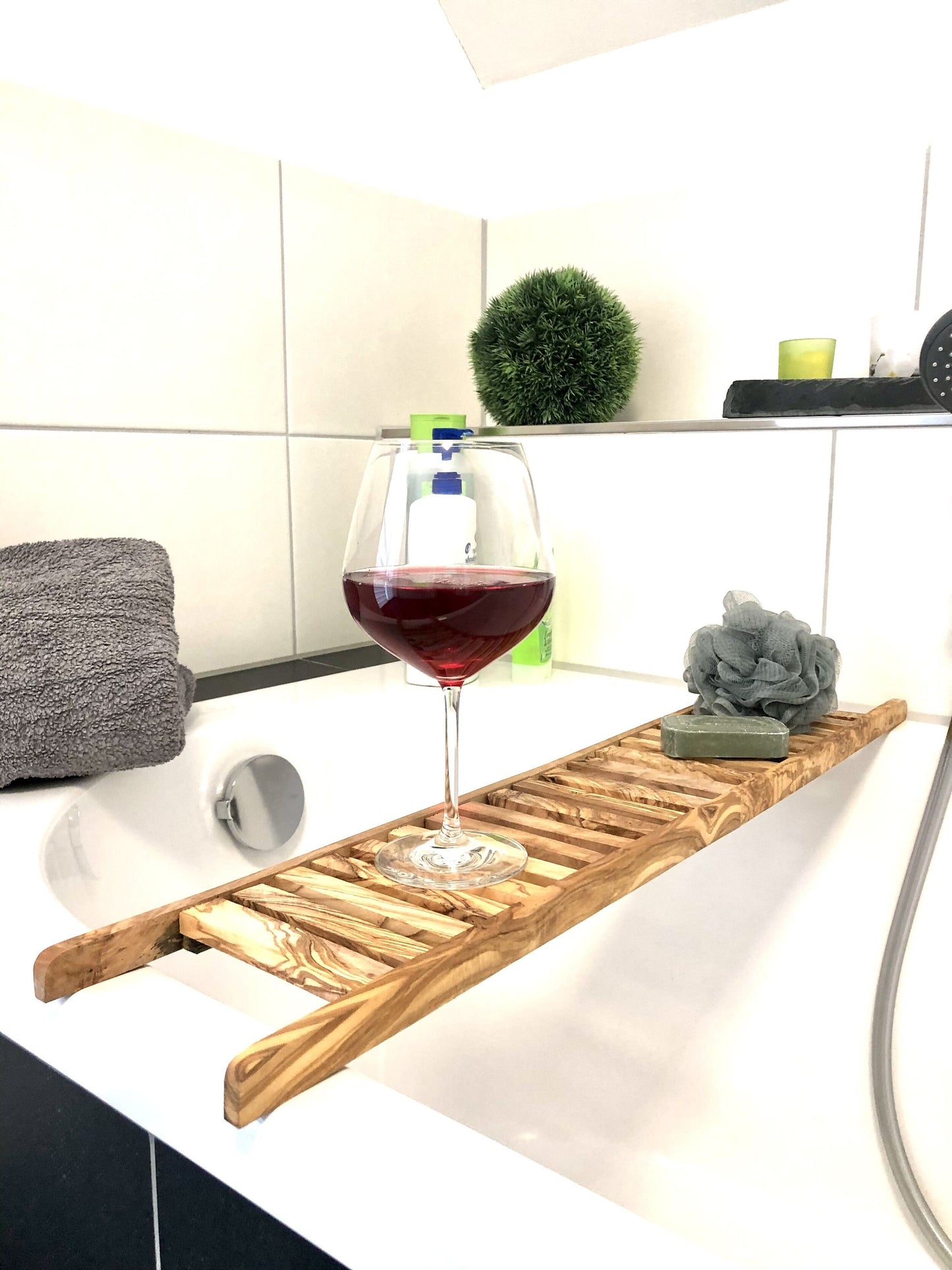 Olive wood bathtub shelf LUXURY 75 cm from