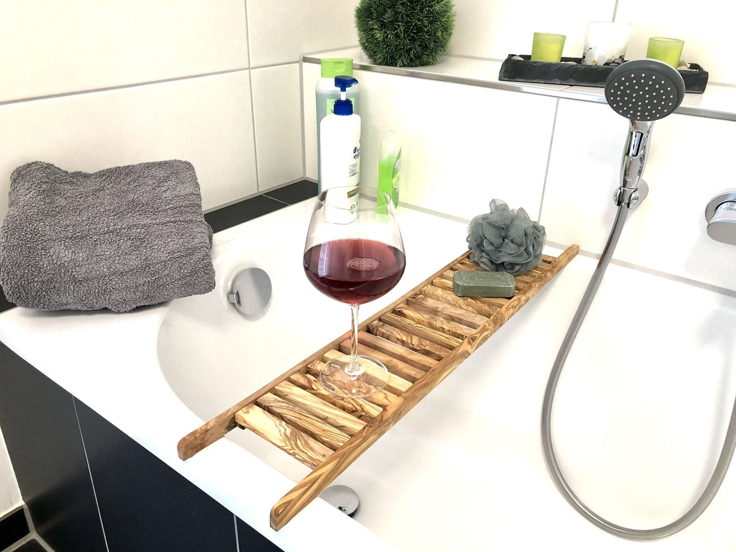 Olive wood bathtub shelf LUXURY 75 cm from